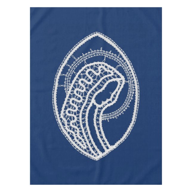 Blessed Virgin Mary, white lace, navy blue Tablecloth (Front)