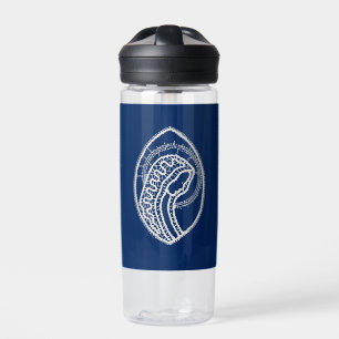 Blessed Virgin Mary, white lace, navy blue Water Bottle