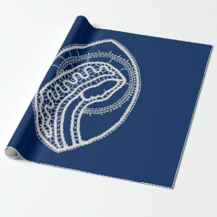 Blessed Virgin Mary, white lace, navy blue Wrapping Paper