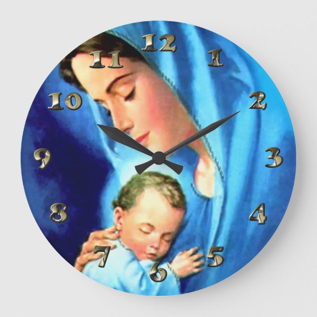 Blessed Virgin Mary with Baby Jesus Large Clock (Front)