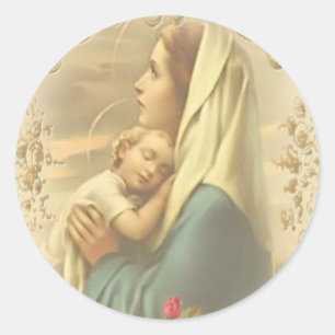 Blessed Virgin Mary with Child Jesus Classic Round Sticker