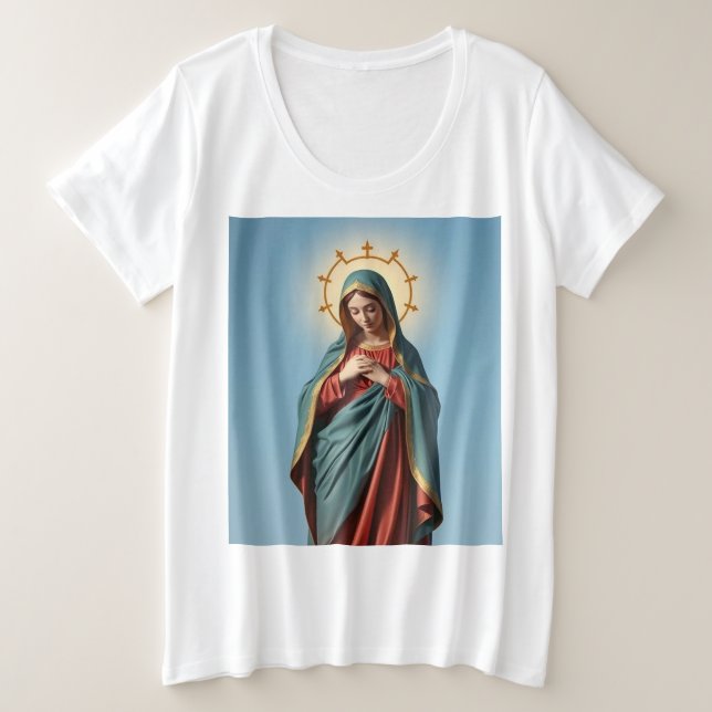 Blessed Virgin Mary Women's Plus Size Tee Shirt (Design Front)