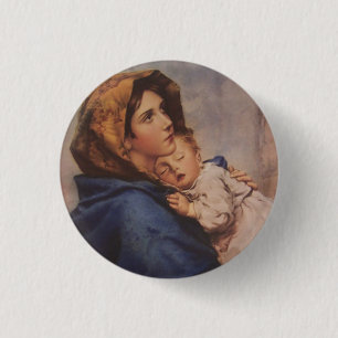 Blessed Virgin Mother Mary with Baby Jesus 3 Cm Round Badge