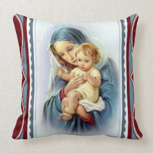 Blessed Virgin Mother Mary with Christ Child Jesus Cushion