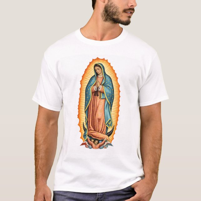 Blessed Virgin of Guadalupe Men's Tee Shirt (Front)