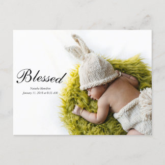 Blessed Welcome New Baby announcement postcard