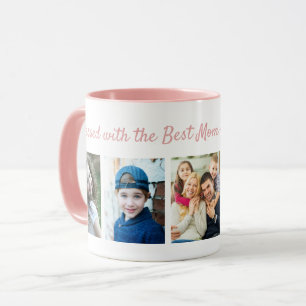 Blessed With The Best Mum 5 Photo Collage Pink Mug