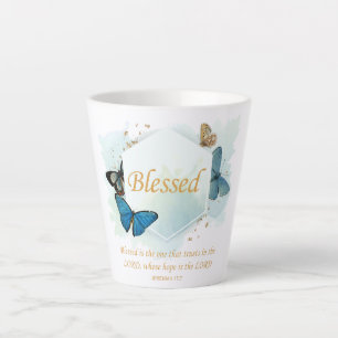 Blessed – Women's Christian Faith Butterfly Verse Latte Mug