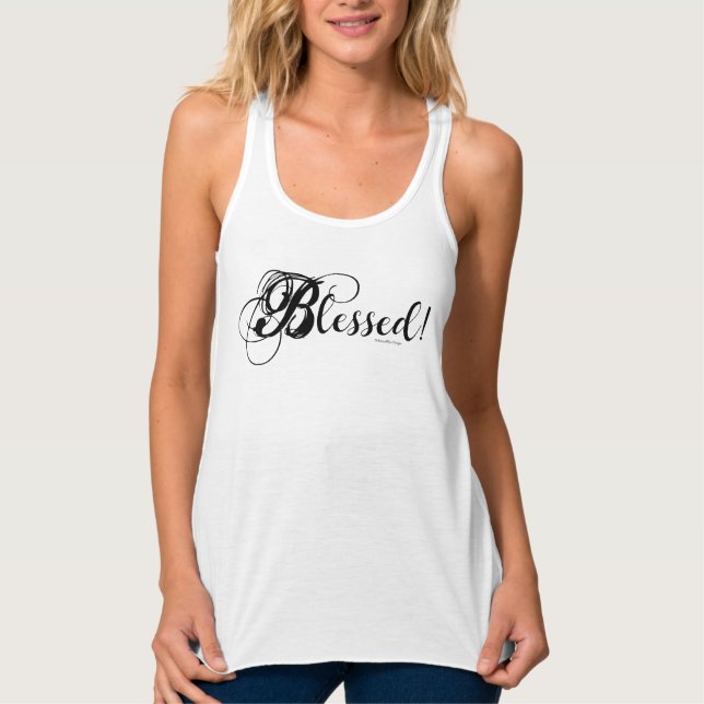 Blessed! Women's Flowy Racerback Tank (Black) (Front)