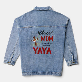 Blessed Yaya For Women Flower Decor Yaya Denim Jacket