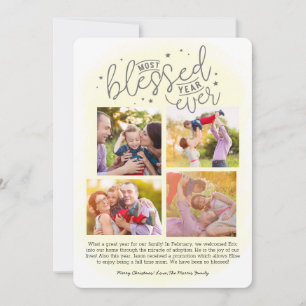 Blessed Year Ever Year in Review Yellow Holiday Card