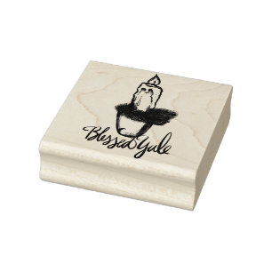 Blessed Yule Candle                                Rubber Stamp