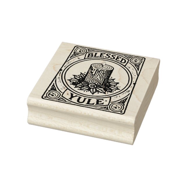 Blessed Yule Pagan Yuletide Holiday Rubber Stamp (Stamp)
