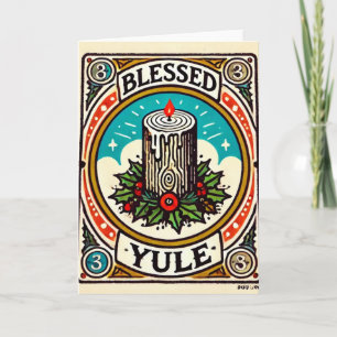 Blessed Yule Pagan Yuletide Holiday yule log hap Card