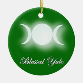 Blessed Yule (Triple Moon Goddess) Ceramic Tree Decoration