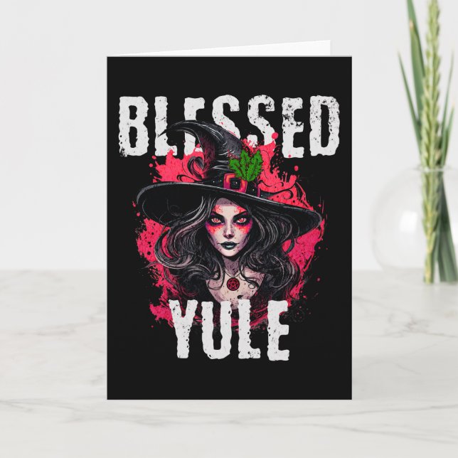 Blessed Yule Witch Holiday Card (Front)