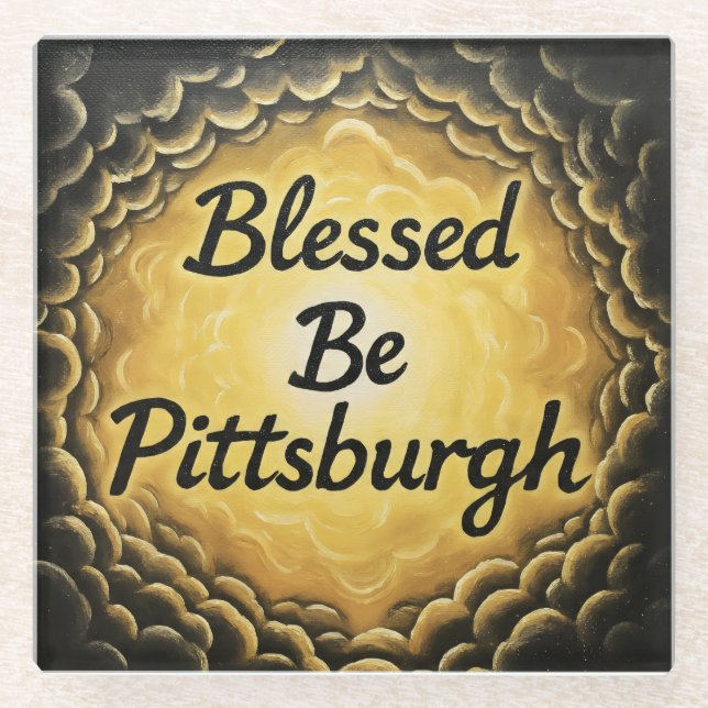 BlessedBePittsburgh Glass Coaster (Front)