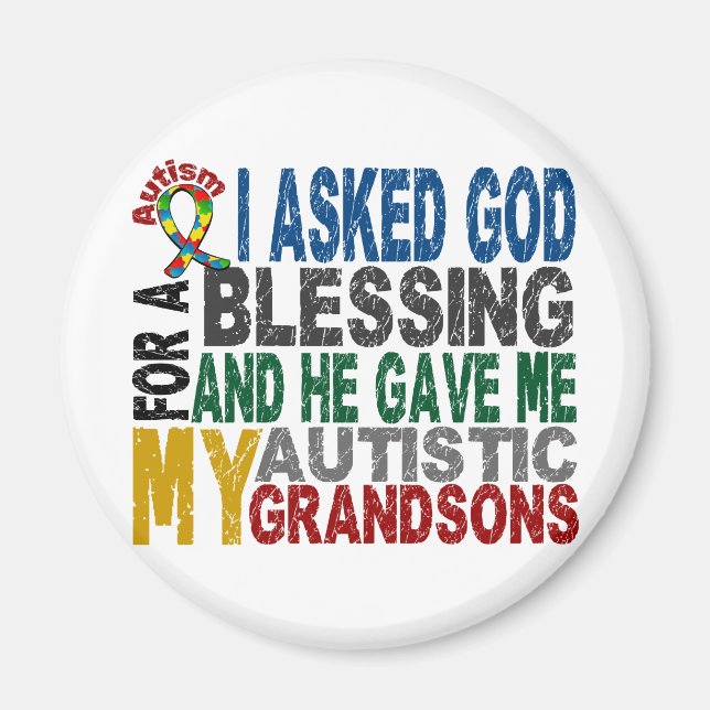 Blessing 5 GRANDSONS Autism T-Shirts & Apparel Magnet (Front)