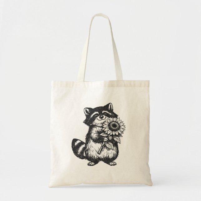 Blessing bear holding sunflower tote bag (Front)