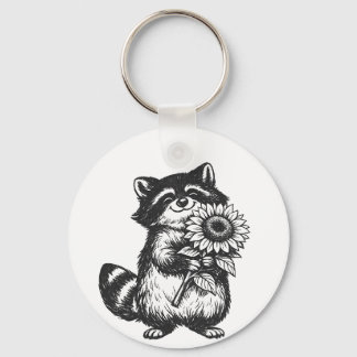 Blessing bear holding sunflower tote bag key ring