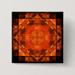 Blessing Fire Mandala Abstract Art Design 15 Cm Square Badge