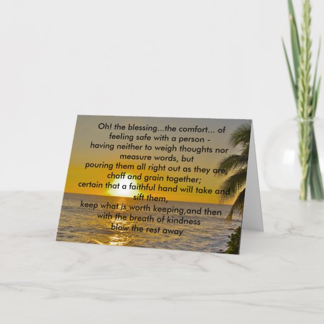 Blessing of Friendship Sunset photo Card (Front)