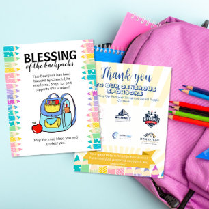 Blessing of the backpacks church community fund flyer