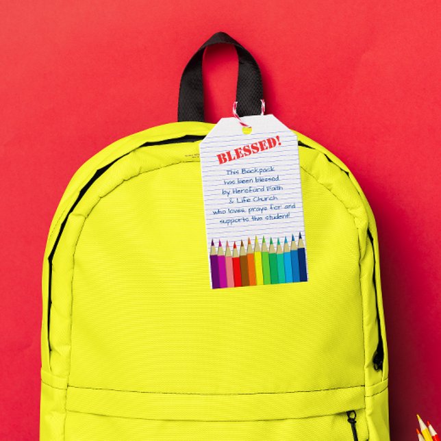 Blessing of the Backpacks Coloured Pencils Church Gift Tags (Creator Uploaded)