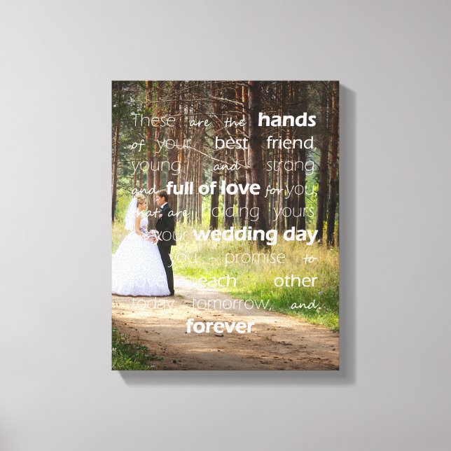 Blessing of the Hands Wedding Custom Photo Canvas Print (Front)