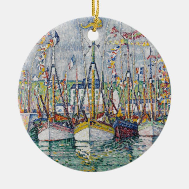Blessing of the Tuna Fleet at Groix, 1923 Ceramic Tree Decoration (Front)