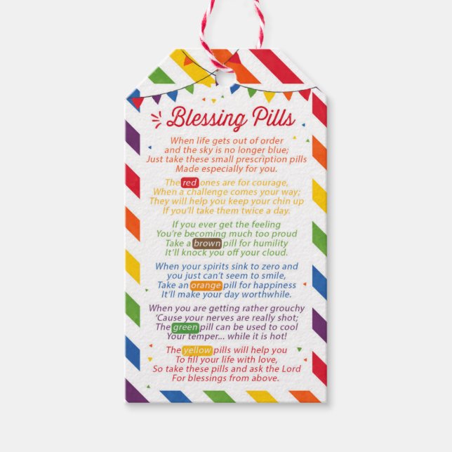 Blessing pills Poem Gift Tag (Front)