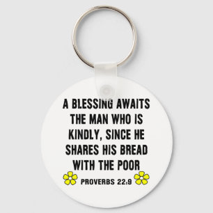 Blessing Proverbs 22:9 Key Ring