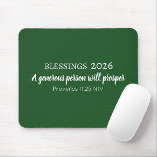 Blessings 2026 Prosperity Bible Verse Dark Green Mouse Pad
