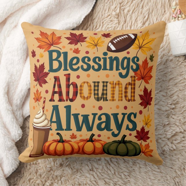 Blessings Abound Always Autumn Design Cushion (Blanket)