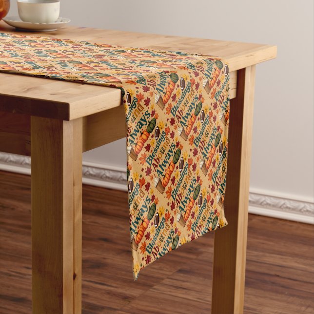Blessings Abound Always Autumn Design Short Table Runner (In Situ)