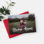 Blessings Abound Religious Christmas Photo Holiday Card<br><div class="desc">Featuring brush script type that says "Blessings Abound" and a subtle snow textured frame.</div>