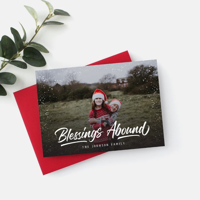 Blessings Abound Religious Christmas Photo Holiday Card (Creator Uploaded)