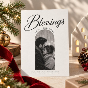 Blessings Arch Couple Photo Religious Christmas Holiday Card