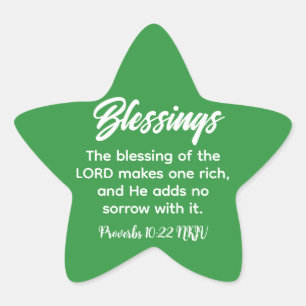 Blessings Bible Verse Green Christian Faith Star Sticker