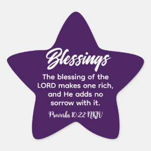 Blessings Bible Verse Purple Christian Faith Star Sticker