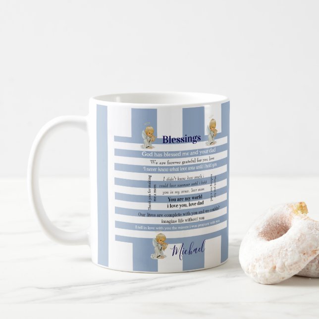Blessings Blue & White Stripe Mug (With Donut)