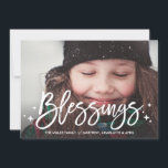 Blessings Christmas Holiday Full-Photo Card<br><div class="desc">This full photo holiday card features your photo,  modern script and whimsical stars.</div>