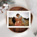 Blessings Elegant Script Calligraphy Family Photo<br><div class="desc">Elegant & minimal blessing gold foil script photo holiday card. Design features a full photo layout to display your family photo. "Blessing" gold foil overlay in elegant script. Design by Moodthology Papery</div>