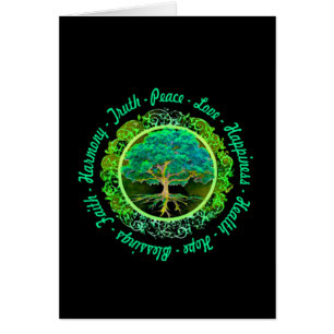 Blessings, Faith, Harmony Tree of Life in Green