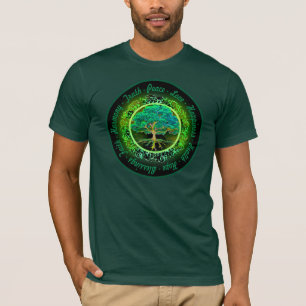 Blessings, Faith, Harmony Tree of Life in Green T-Shirt
