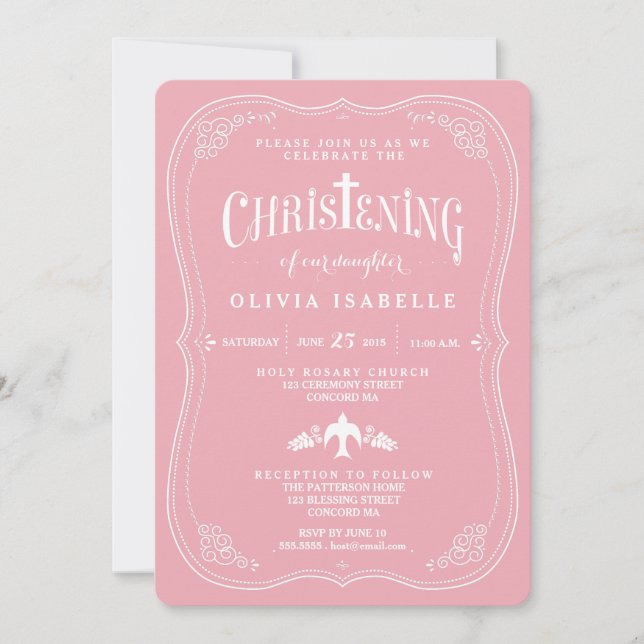 Blessings for Baby Girl Christening Invitation (Front)