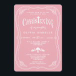 Blessings for Baby Girl Christening Invitation<br><div class="desc">With a cross cleverly incorporated into the wording in this lovely design for a baby girl's Christening, this invitation is elegant and cute. With white lettering on a feminine pink background, scrolling bracket border and a sweet dove graphic make it a pretty choice for your daughter's baptism. Each line can...</div>