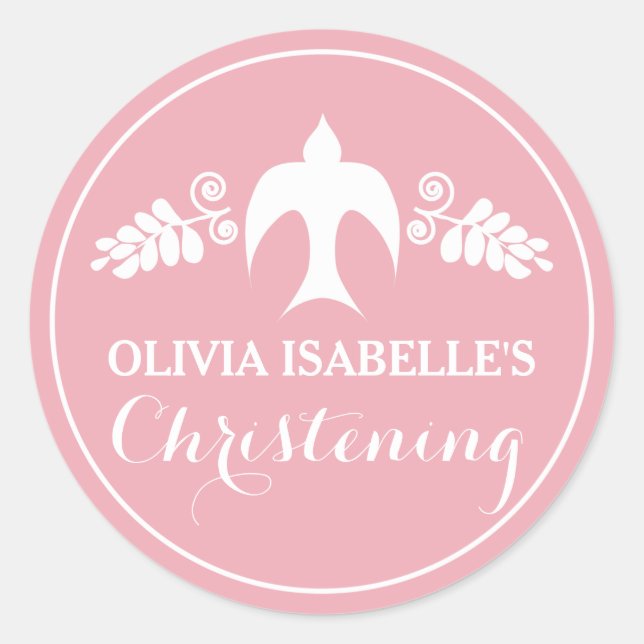 Blessings for Baby Girl Christening Invitation Classic Round Sticker (Front)