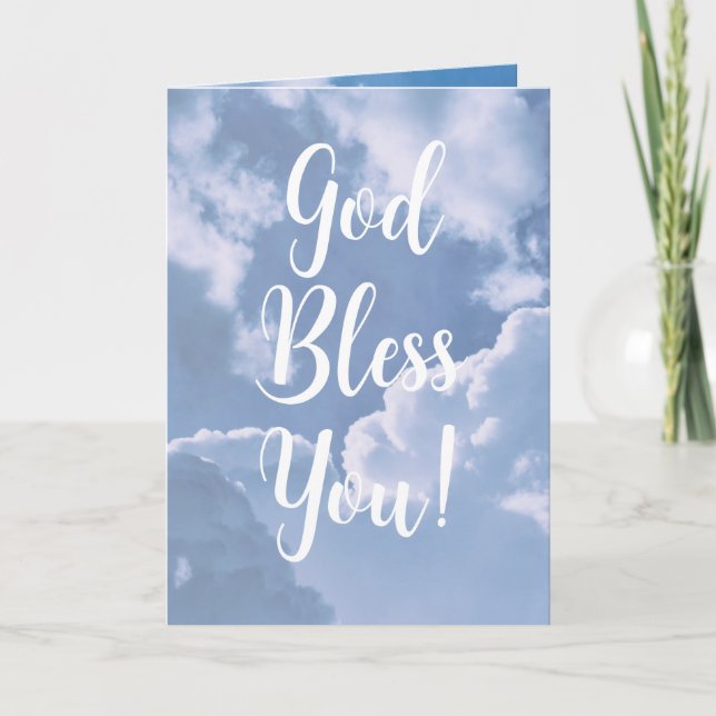 Blessings: "God Bless You" Sign with Clouds Card (Front)