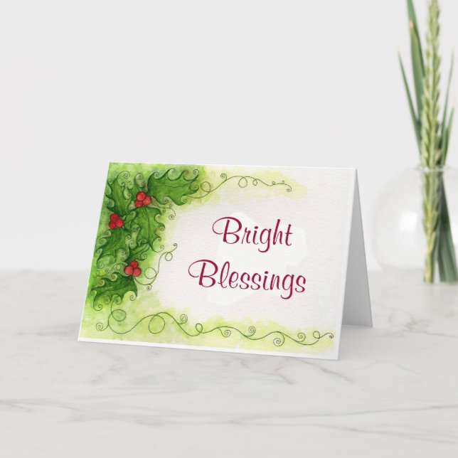 Blessings Holly Card (Front)